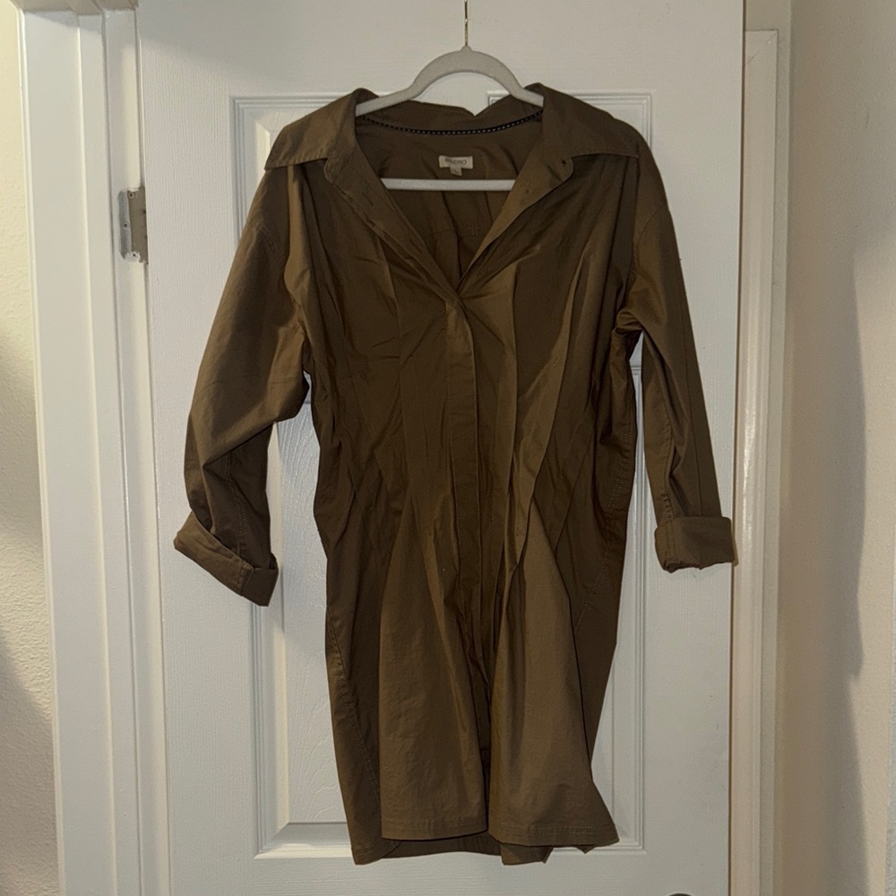 Khaki Anthropologie Button-Up Shirt Dress